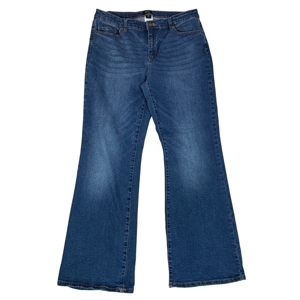 Simply Emma Womens 16W Bootcut Jeans Medium Wash Blue Stretch Denim Pants